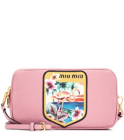 Miu Miu Leather Shoulder Bag With Appliqué