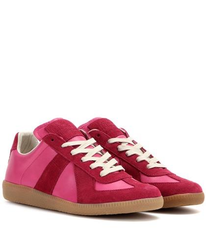 Maison Margiela Replica Leather And Suede Sneakers