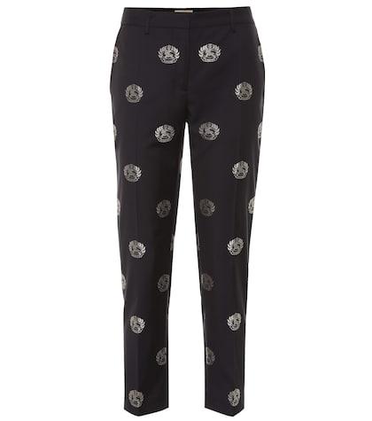 Burberry Embellished Mid-rise Wool Pants