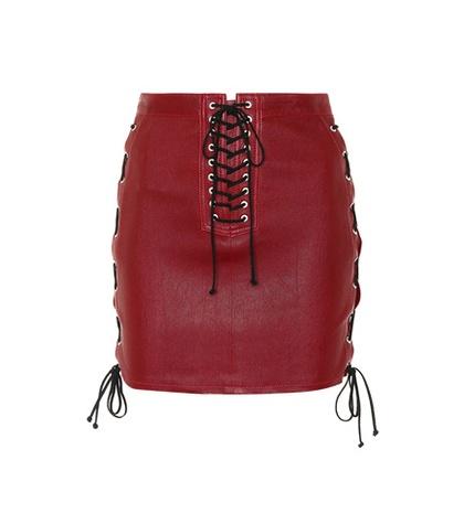 Unravel Lace-up Leather Skirt