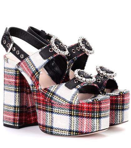 Melissa Odabash Embellished Plaid Sandals