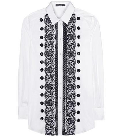 James Perse Lace-trimmed Cotton Shirt