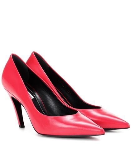 Francesco Russo Slash Heel Leather Pumps