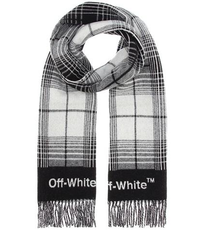 Off-white Plaid Wool-blend Scarf