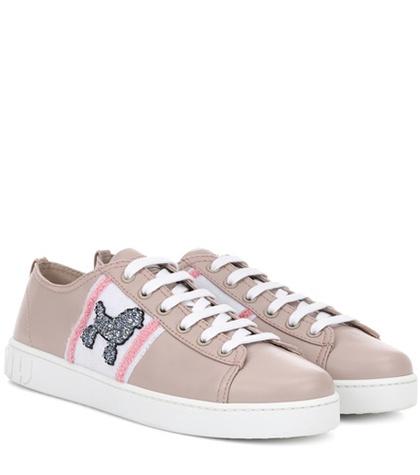 Miu Miu Exclusive To Mytheresa.com – Embellished Leather Sneakers