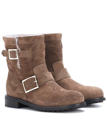 Jimmy Choo Youth Fur-lined Suede Ankle Boots