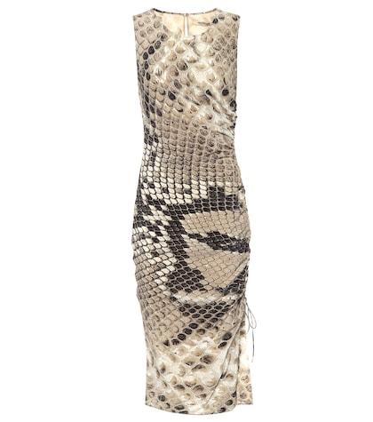 Roberto Cavalli Snake-printed Silk Midi Dress