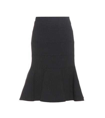 Carolina Herrera Solid Wool And Cotton Flared Skirt