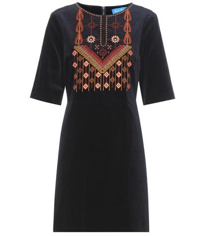 Gianvito Rossi Velvet Embroidered Cotton Dress