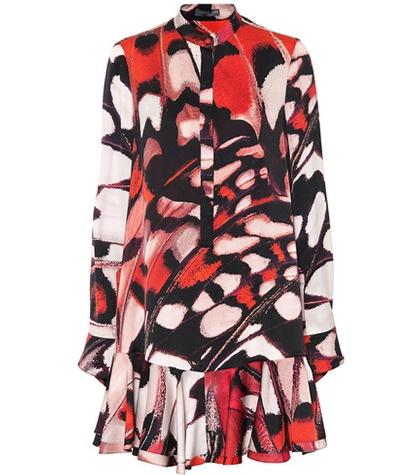 Alexander Mcqueen Butterfly-printed Silk Satin Dress