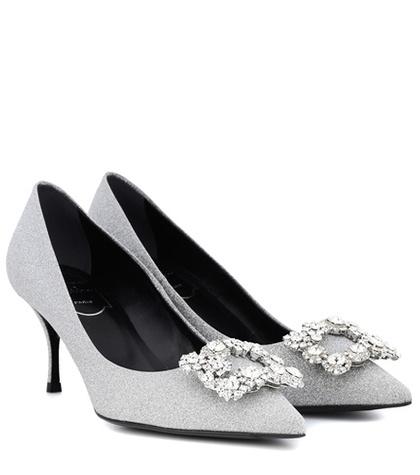 Balenciaga Flower Strass Glitter Pumps