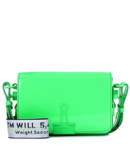 Off-white Mini Binder Clip Patent Shoulder Bag