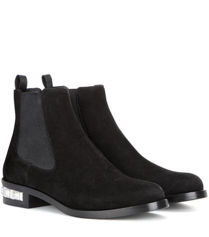 Oscar De La Renta Embellished Suede Chelsea Boots