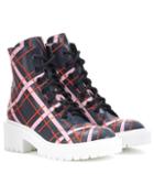 Kenzo Plaid Leather Ankle Boots