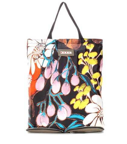 Marni Silk And Leather Convertible Shopper