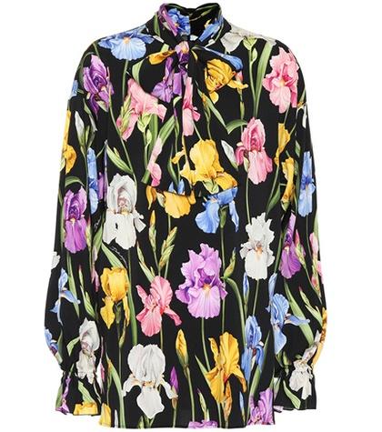 Valentino Floral-printed Stretch-silk Top