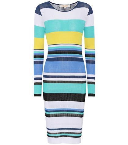 Diane Von Furstenberg Striped Rib-knit Midi Dress