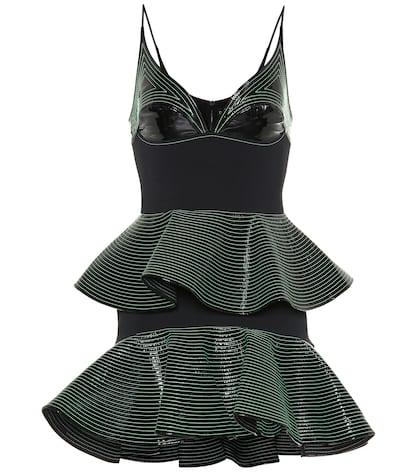 David Koma Cady And Patent Leather Minidress