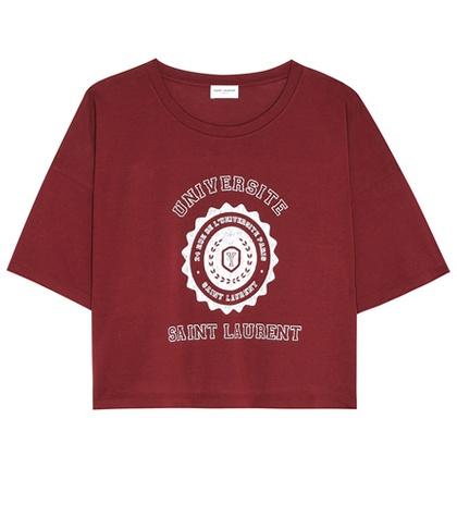 Saint Laurent Printed Cropped Cotton T-shirt