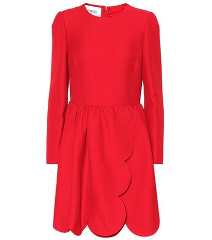 Valentino Scalloped Silk And Wool Dress