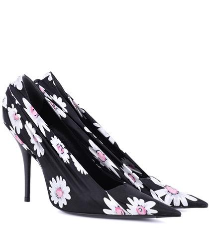 Balenciaga Floral-printed Satin Pumps