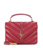 Saint Laurent Collège Monogram Medium Matelassé Leather And Suede Shoulder Bag