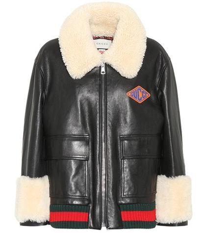 Elie Saab Shearling-lined Leather Jacket