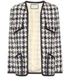 Saint Laurent Houndstooth Tweed Wool-blend Jacket