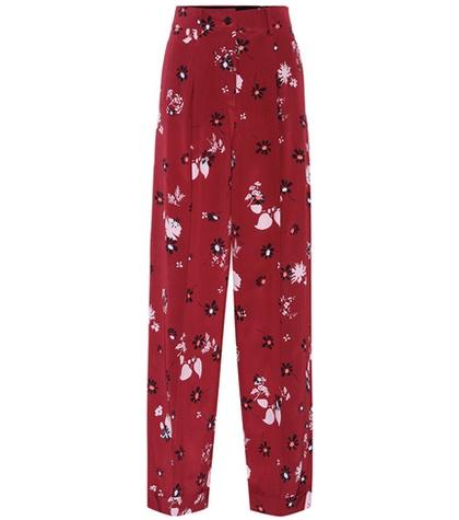 Valentino Printed Silk-crêpe Trousers