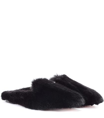Aquazzura Purr Mink-fur Slippers