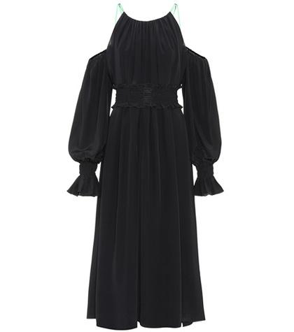 Anna October Cold-shoulder Silk Dress