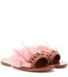 Miu Miu Embellished Leather Slip-on Sandals