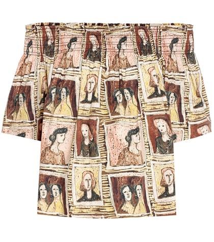 Burberry Framed Heads Printed Cotton Top