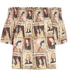 Burberry Framed Heads Printed Cotton Top