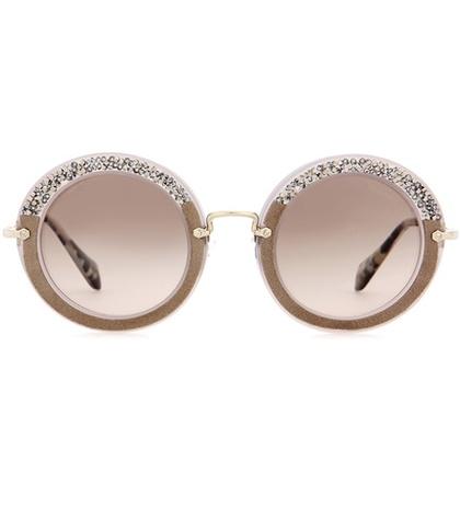 Miu Miu Noir Glitter Circle Sunglasses