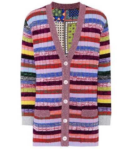 Gucci Tiger Cards Reversible Striped Wool Cardigan