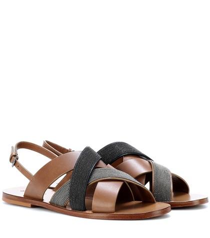 Brunello Cucinelli Monili-beaded Leather Sandals