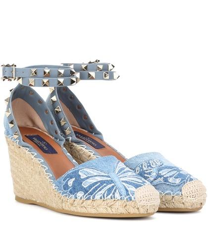 Valentino Rockstud Platform Wedge Sandals