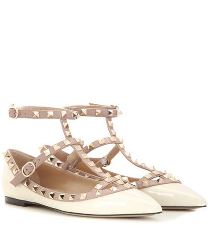 Chlo Valentino Garavani Rockstud Patent Leather Ballerinas