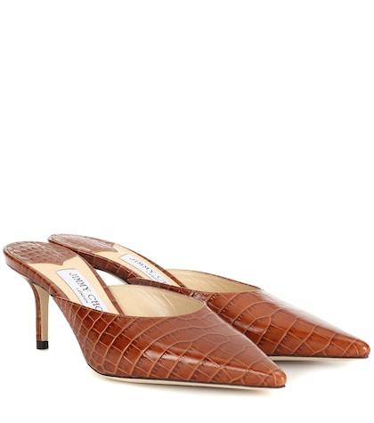 Jimmy Choo Rav 65 Embossed Leather Mules
