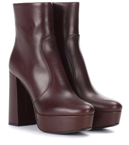 Prada Leather Plateau Ankle Boots