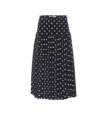Alessandra Rich Polka-dot Pleated Silk Midi Skirt
