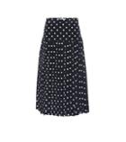Alessandra Rich Polka-dot Pleated Silk Midi Skirt