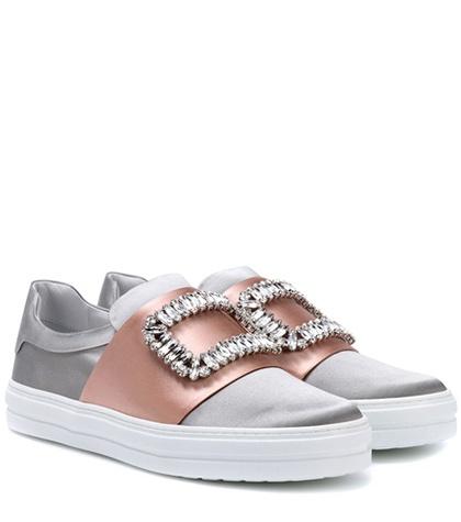 Roger Vivier Sneaky Viv' Satin Slip-on Sneakers