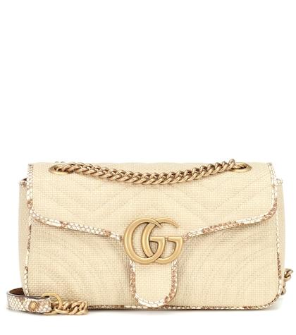 Heidi Klein Gg Marmont Small Raffia Shoulder Bag