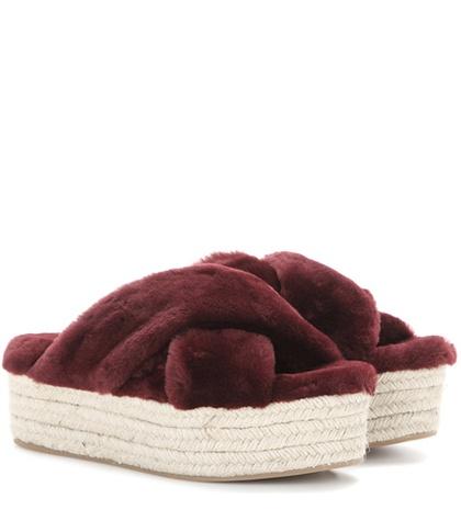 Miu Miu Fur Platform Espadrille Sandals