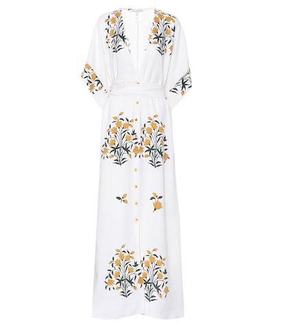 Oscar De La Renta Floral Stretch Silk Dress