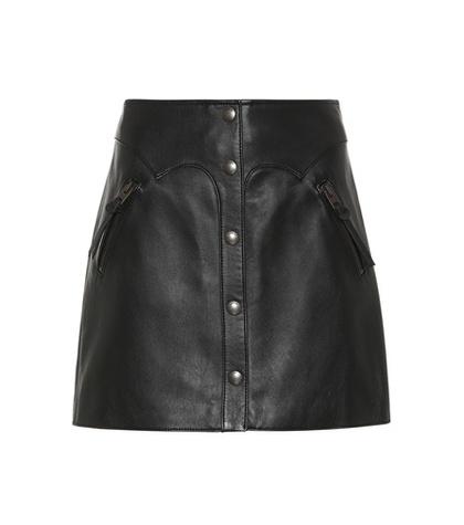 Coach Snap-front Leather Miniskirt