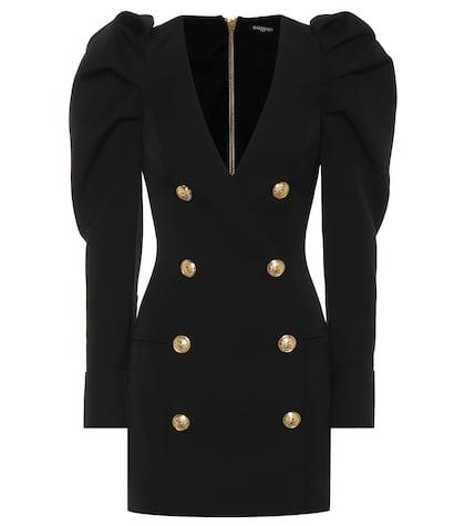 Balmain Double-breasted Wool Minidress