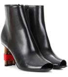 Marni Bistrot Leather Peep-toe Ankle Boots